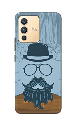 Image of PRINTFIDAA Mustache Beard and Hairstyle Hipster in Glasses Printed Designer Hard Case for Vivo V23 5G Back Cover -(e) RPM1002