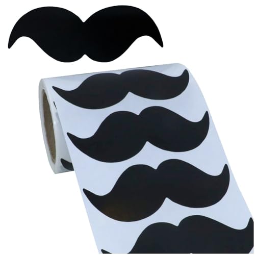 Zghhc 200 Pièces/Rouleau Noir Moustache Autocollants Auto-adhésif Moustache Autocollants Décalcomanie pour Ordinateurs Portables Bouteilles D' Planches À...