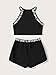 Milumia Girl's 2PCS Outfit Letter Tape Halter Cami Crop Top and Dolphin Shorts Set Black 8 Years