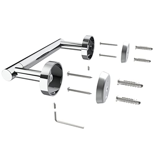 Image of RARXTR Toilet Paper Holder Chrome SUS304 Stainless Steel Double Post Pivoting Polish Chrome Toilet Paper Roll Holder Wall Mounted Toilet Tissue Holder for Commercial Bathroom RV, Polished, 2 Pack