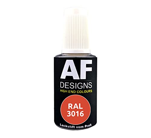 Alex Flittner Designs Stylo de retouche RAL 3016 Rouge corail brillant 20 ml Stylo de réparation Acrylique Laque de retouche Peinture de réparation Bois...