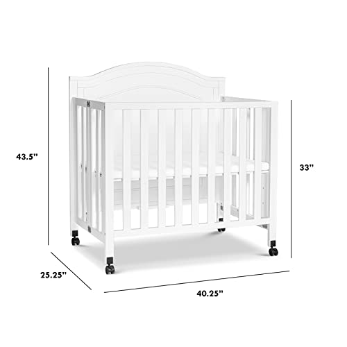 Davinci Charlie Folding Portable 3-In-1 Convertible Mini Crib And Twin Bed In White, Removable Wheels, Greenguard Gold Certified #TOP6