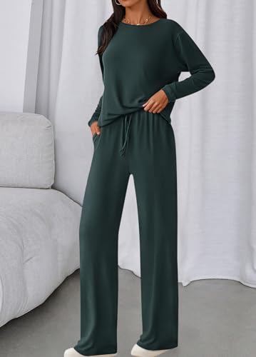 PRETTYGARDEN Womens 2 Piece Outfits Long Sleeve Crewneck Lounge Sets Wide Leg Pants Woman Tracksuits Loose Fit Fall Clothes4