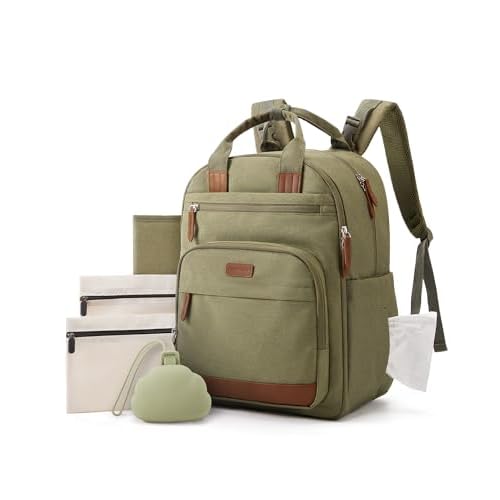 mommore Baby Diaper Bag with Waterproof Changing Pad, Green