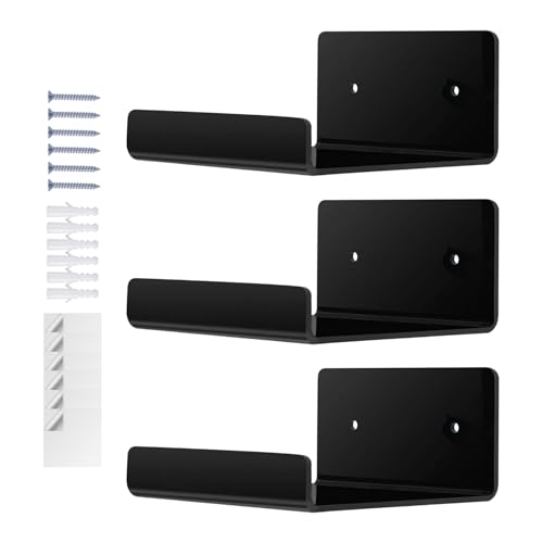 Estantes flotantes de acrílico - Estante montado en la pared de 3 piezas, estantes flotantes de maquillaje para baño | Estante flotante para propietarios, inquilinos, diseñadores, estudiantes, oficina