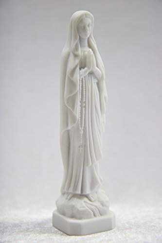 Estatua Virgen de Lourdes 15 cm Piedra Blanca Hecha en Italia miniatura 3
