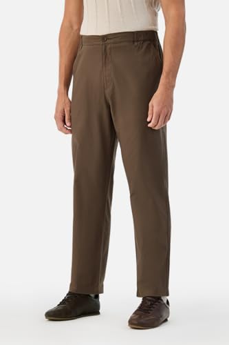 Image of SNITCH Men Casual Trousers| Baggy Fit Mid Rise Solid Plain Front Style | Breathable Cotton Blend & Lightweight Linen Fabric for Summer & Everyday Outings