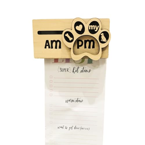 DOG Paw EZSlide Reminder - AM | PM Design for Versatile Tracking - Feed, Medication, Walk...