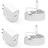 Cargador USB C para iPhone 16/15 de carga rápida, carga tipo C Apple rápida USB C cargadores de pared adaptador de bloque de 6 pies de largo cable de carga USBC para iPhone 16 Pro Max/iPhone 15 Plus/iPad Pro/Air/Mini