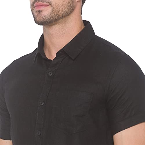 Image of Spykar Men's Solid Slim Shirt (MSH-01BB-045 Black M)