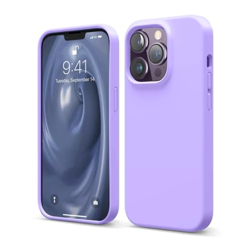 Image of Liquid Silicone Case Compatible for iPhone 13 Pro Lavender | Slim Back Cover | Soft Touch Bumper | Shockproof Drop Protection | Microfiber Cloth Inside | Sleek Solid Design