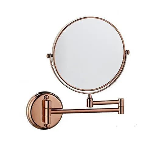 Image of Brass Dual Side Round Mirror for Bathroom 360 Swivel with Zoom View | Magnifying Shaving Makeup Vanity Mirror Wall Mounted (Rosegold)