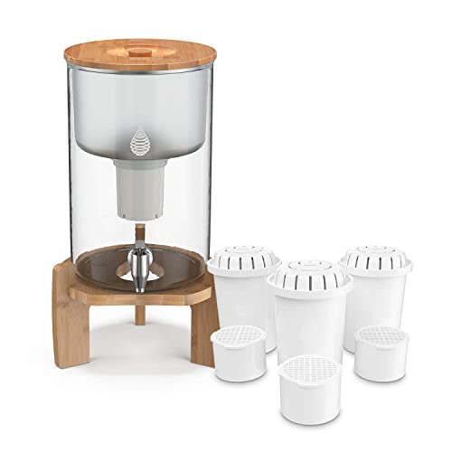 Ph Recharge Glass Alkaline Water Filter – Countertop Water Filter Purifier – Large Alkaline Water Pitcher + Ph001 3-Pack Alkaline Water Filter – Plus 3Pack Ph002 Uf Membrane Filter Bundle #TOP21