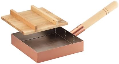 Asahi Cne117 Egg Pan Tamagoyaki Professinal Model, Wooden Lid 18cm Copper
