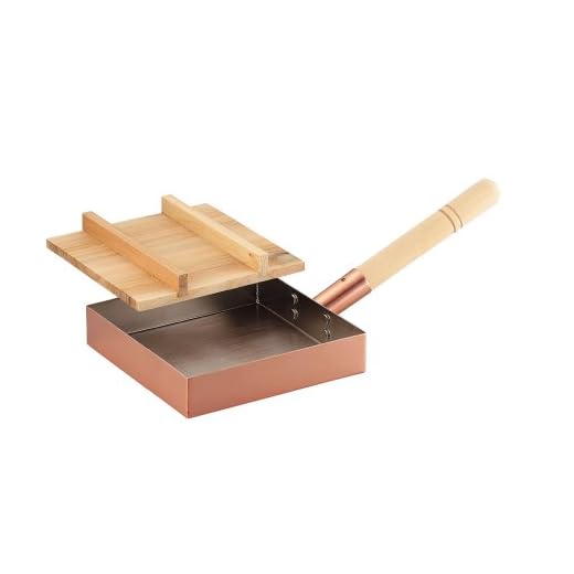 Egg Pan Tamagoyaki Made in Japan Professinal Model Copper W/wooden Handle,wooden Lid 18cm 7" Cne117
