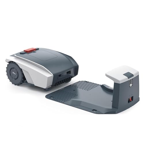 Kindevieft Electric Mower Robot, Garden Lawn Mower, Cutting Width 19cm, App Control, Automatic Lawn Mower for Lawns up to 1500m², Automatic Charging, Lawn Care for Gardening,Grey