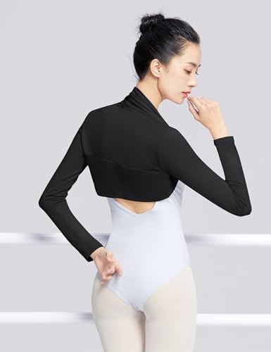 Image of Women's Ballet Shrug Long Sleeve Open Front Bolero Crop Top for Workout /Dance /Daily
