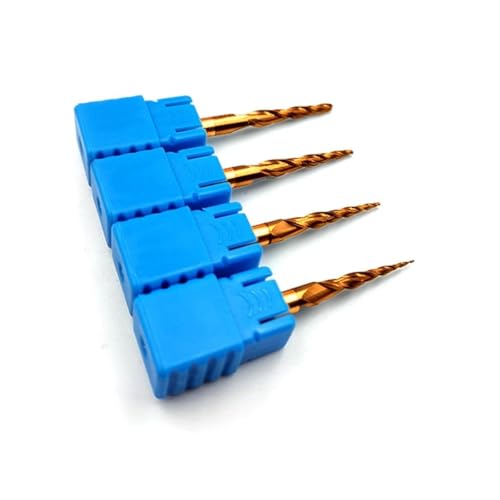 Image of 4pcs /Package Assorted R0.25 & R0.5 & R0.75 & R1.0 with 1 /8 inch (3.175mm) Shank HRC55 2Flutes Tungsten Solid Carbide Tapered Ball Nose End Mill (4pcs, R0.25+R0.5+R0.75+R1.0)