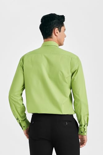 Image of HISDERN Mens Dress Shirt with Tie Pocket Square Set Classic Button Down Shirt Matching Tie Long Sleeve Shirts
