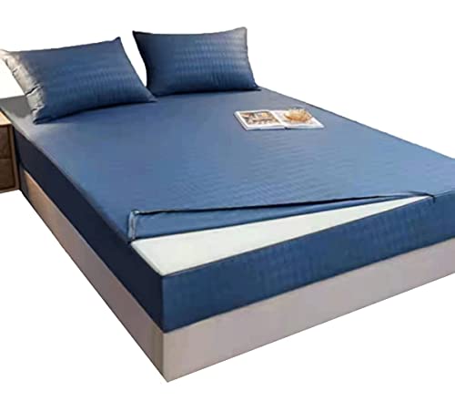 Funda protectora de colchón de cama individual y doble con cremallera, de algodón de color sólido, 150 x 180 x 200 cm, se adapta a 20 cm de profundidad, ideal para seguridad y comodidad del colchón