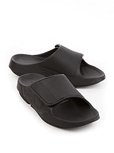 Oofos Unisex Ooahh Sport Flex Adjustable Mens' & Womens' Sandals, Black/Matte, 10 Women/8 Men #TOP23