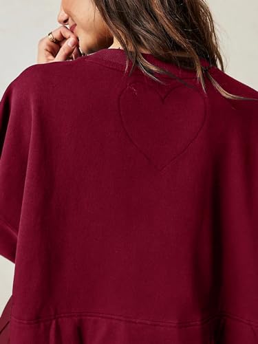 Image of Dokuritu Sweatshirt Dress Women Crew Neck Long Sleeve Patchwork Pullover Tops Flowy Oversized Sweatshirt Mini Dress