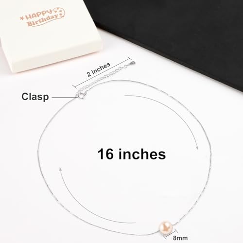 10th Birthday Gifts for Girls, Sterling Pink Pearl Necklace for 10 Year Old Girl, Top Gifts for 10 Year Old Girls Trendy 2025, Adjustable Length Jewelry Presents for Daughter Kids Her3