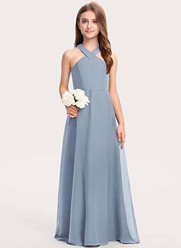Halter Junior Bridesmaid Dress Floor-Length Wedding Flower Girl Dresses for Teen Girls Party Pageant Gowns Chiffon2