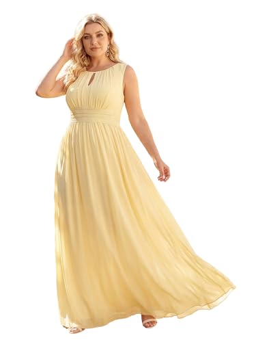 Image of Ever-Pretty Plus Women's Round Neck Sleeveless Empire Waist Maxi Plus Size Formal Gowns Bridesmaid Dresses