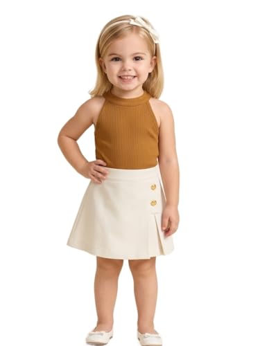 Image of A.T.U.N. (ALL THINGS UBER NICE) Girls Tank Top and Skort Set | Stylish Sleeveless 2 Piece Outfit Set for Kids | Comfortable Soft Fabric Clothing Set for Girls