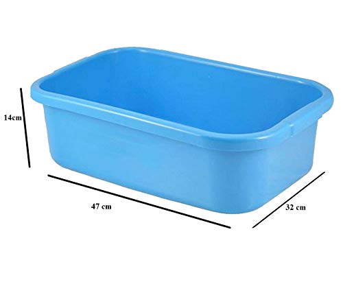 Image of MUnbreakable Multipurpose Plastic Big Rectangular Tray - Large Storage & Organizer Basket for Kitchen, Office, Desk & Home Use - 56.5 x 36.5 x 16.5 cm (Multicolor, Pack of 1)