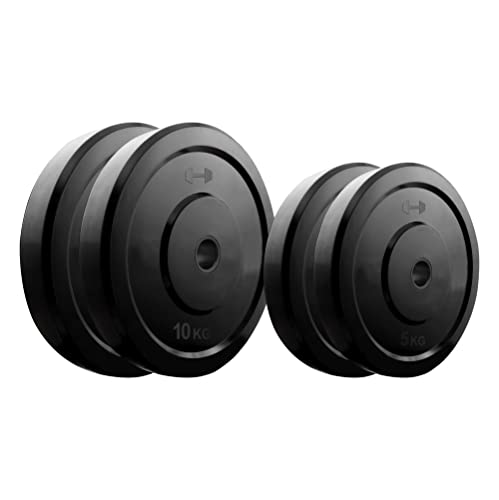 Image of Kore RW Rubber Plate-30KG (5 KG X 2 + 10 KG X 2) Weight Plate, Black
