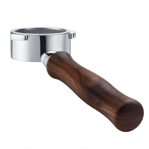 Image of Normcore 51mm 3 Ears Naked Portafilter for DeLonghi Dedica, SMEG EUPA Machines, Bottomless Espresso Portafilter with 18g Basket, Genuine American Walnut Handle
