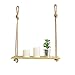 Produktbild GOOCHCHANCEUK hölzernes, schwebendes Regal, solides Planken-Regal im Retro-Stil zur Befestigung an der Wand, dekoratives-Seil-Regal-Lager für Pflanzen, Bücher, Ornamente Yellow 1 Layer