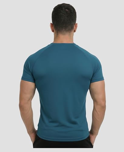Image of BULLAR Men's Polyester Blend Compression T-Shirt, Half Sleeve Athletic Sports Tight, Crew Neck, Slim Fit, Black, for Fitness and Workout