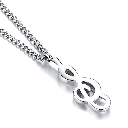 DYNWAVE Colar de pingente de urna nota musical de aço inoxidável cinzas cremação lembrança presente
