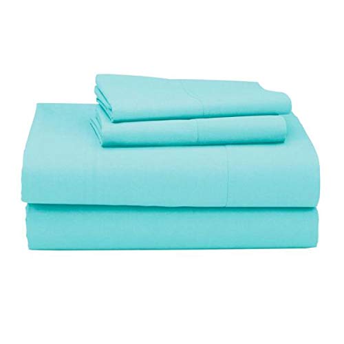 Rajlinen King-Size Egyptian Cotton Sheets - 600 Thread Count King Sheet Sets, Long Staple Cotton 4 PC Sheets King Size, 15 Inch Deep Pocket King Bed Sheets, Aqua Blue Bedding Sheets King
