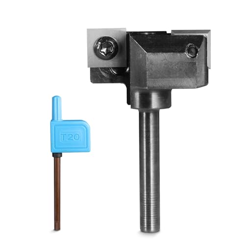 Genmitsu 2RBC01A Fraise à défoncer pour planche à lamelles CNC - Tige de 6,35 mm - Diamètre de coupe de 3,8 cm - 2 ailes - Fraise à aplatir les dalles de machine CNC - Embout de rabot en carbure