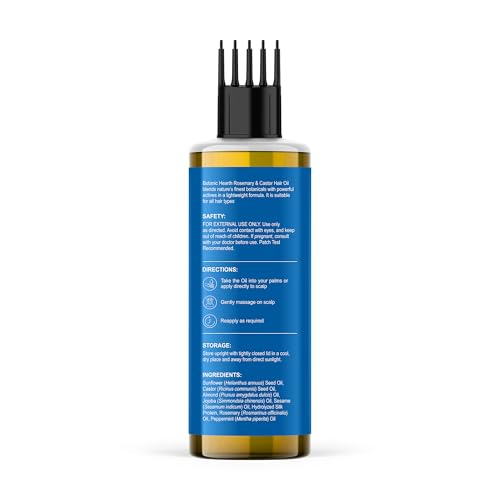 Image of Botanic Hearth 100% Pure Rosemary & Castor Oil for Hair Growth | Stimulates Growth, Boosts Thickness, and Nourishes Scalp | 150 ml