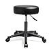 Costway Tabouret de Travail Pivotant Tabouret à roulettes, Siège en Cuir PU Rembourré de 10 cm, Hauteur Réglable Hydraulique 46-61CM Noir pour Salon de Coiffure, Boutique de Tatouage