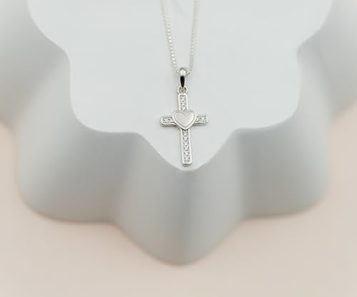 Cherished Moments Children's Sterling Silver Cross Necklace with Hearts for First Communion Gift for Girls3