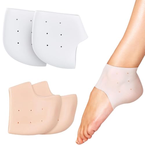 2 Pares Protector de Talón y Tobillo, Taloneras Fascitis Plantar Tobilleras de Silicona Transpirables, para Hombres y Mujeres,Taloneras de Silicona,para la Fascitis Plantar, Espolones Tacón