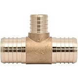 SharkBite 1-1/2 x 1-1/2 x 1 Inch Brass Crimp Reducing Tee, PEX Pipe, PE-RT, UC08414128