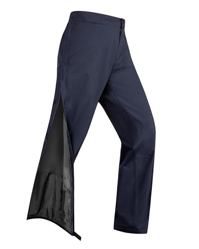 33 000ft Regenhose Damen Wasserdicht Full Zip Wanderhose Atmungsaktiv Fahrradhose Winddicht Outdoorhose mit Taschen Dunkelblau 40