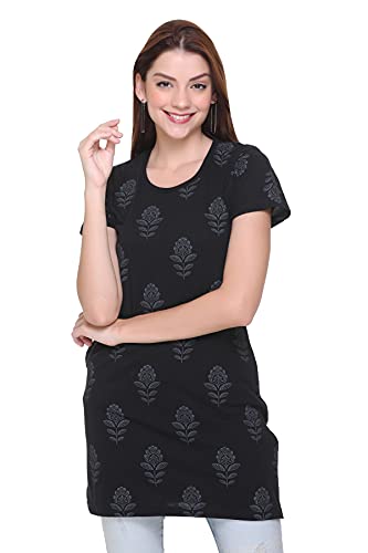 Image of In Love Women's Printed Cotton Plus Size Longline T-Shirt Half Sleeve with Pockets Pack of 2