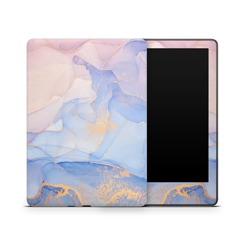 ZOOMHITSKINS Glitter Kindle Skin Compatible with Kindle Paperwhite Gen 12 (2024), Artistic Modern Acrylic Blue Pastel Purple Granit Gem Gold, Easy Bubble-Free 3M Vinyl Decal, Made in The USA