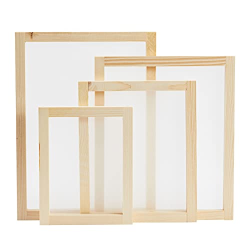 6-Piece Set Wood Silk Screen Frame For Beginners And Kids Starter Kit, 110 White Mesh, 6X8", 8X10", 10X12", 10X14" Frames (4 Sizes) #TOP7