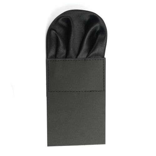 Men's Solid Color Puff Style Pre Folded Pocket Square | Readymade Wedding Handkerchief for Suits, Blazers & Tuxedo (Black)-image-13