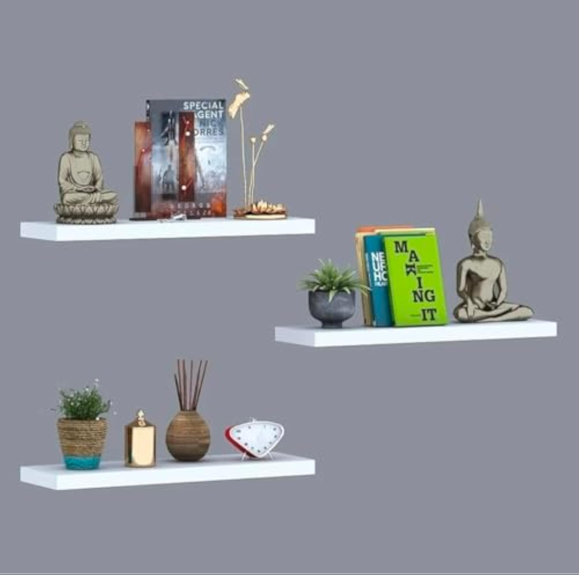MDF Wooden Floating Wall Shelves, Decorative Wall Rack