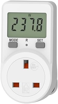 Electricity Usage Monitor Power Meter Plug Energy Monitor Plug Meter UK Energy Cost Meter 5 Modes, Socket Power Monitors Power Consumption Meter Electricity Usage Consumption KWH Amp Volt Watt Meter
